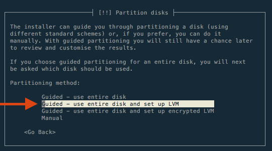 Select LVM partition option